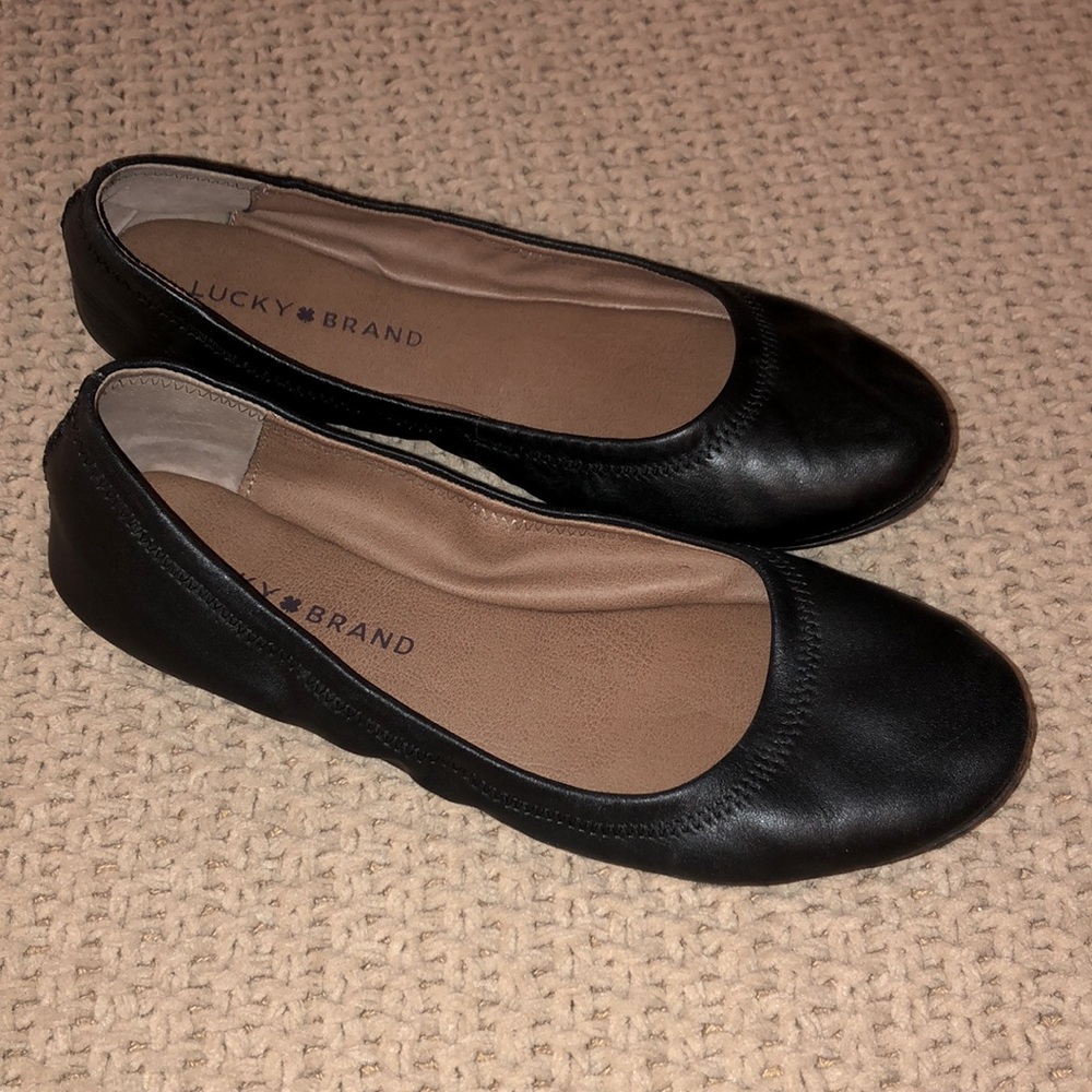 Lucky Brand black leather ballet flats